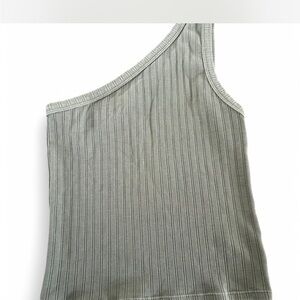 One-Shoulder Ribbed Top - Green